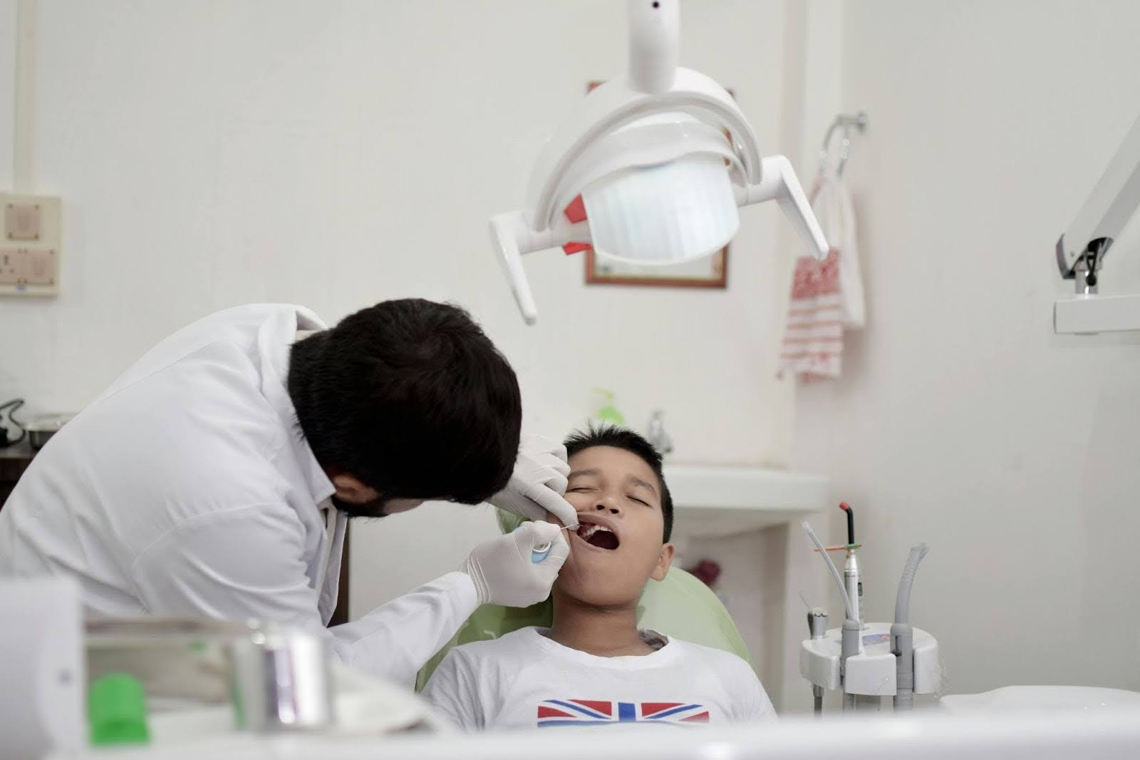 A child at the dentist's office.